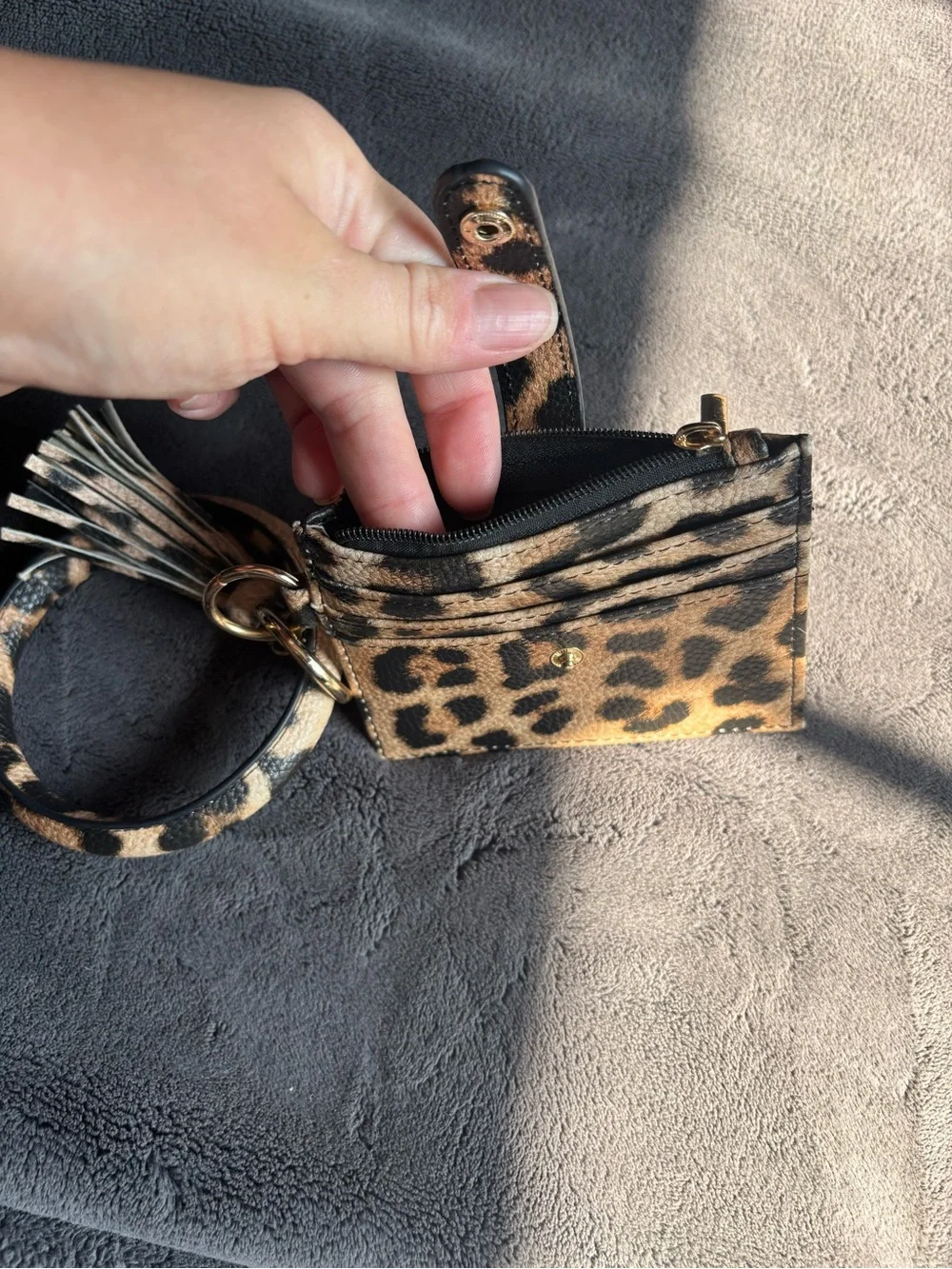 Animal Print Wristlet Wallet Keychain